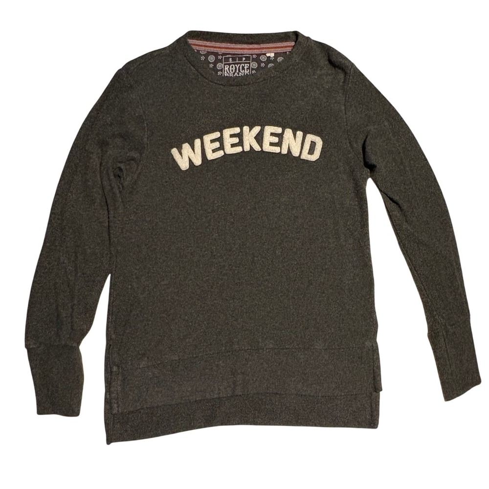 Women's S Dark Gray Fleece Long Sleeve‎ Sweatshirt Weekend Casual Relax Lounge